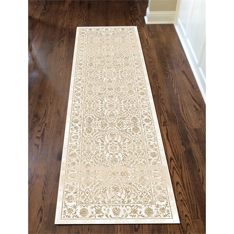 Radici USA Colosseo Traditional Distressed Bone White Runner Polypropylene Rug 2'2