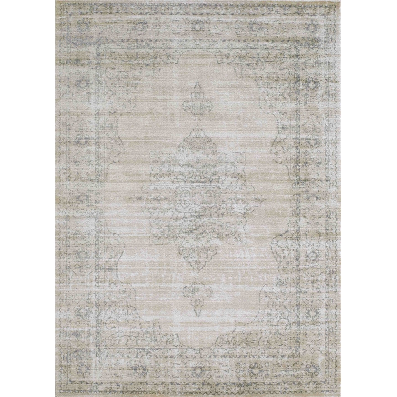 Radici USA Colosseo Traditional Medallion Bone White Rectangular Polypropylene Area Rug 3'3