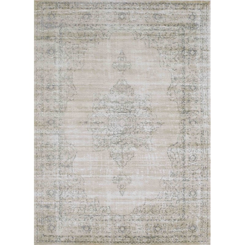 Radici USA Colosseo Traditional Medallion Bone White Rectangular Polypropylene Area Rug 5'3