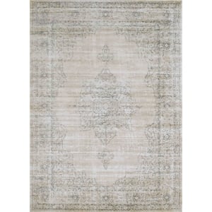 Radici USA Colosseo Traditional Medallion Bone White Rectangular Polypropylene Area Rug 5'3&quot x 7'3&quot