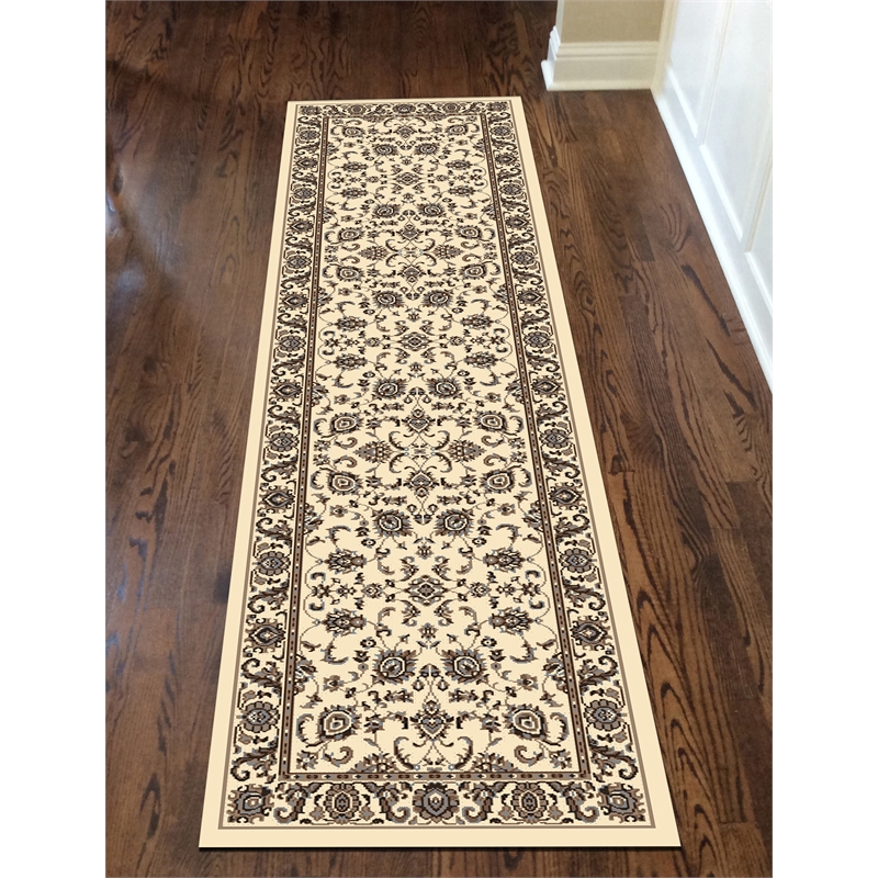 Radici USA Alba Traditional Oriental Ivory Polypropylene Runner Rug 2'2