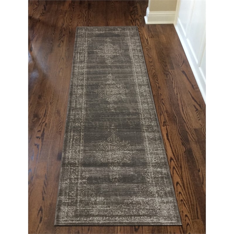 Radici USA Colosseo Traditional Medallion Brown Runner Polypropylene Rug 2'2