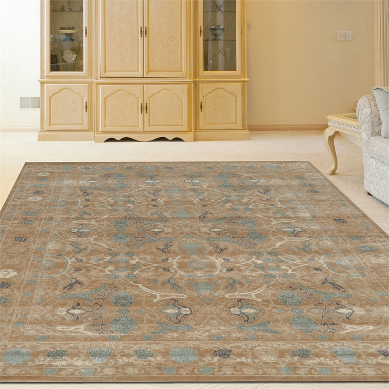Radici USA Colosseo Traditional Distressed Beige Rectangular Polypropylene Area Rug 7'10