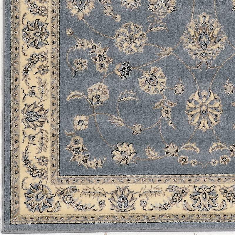 Radici USA Alba Traditional Oriental Floral Gray Blue Rectangular Polypropylene Area Rug 3'3