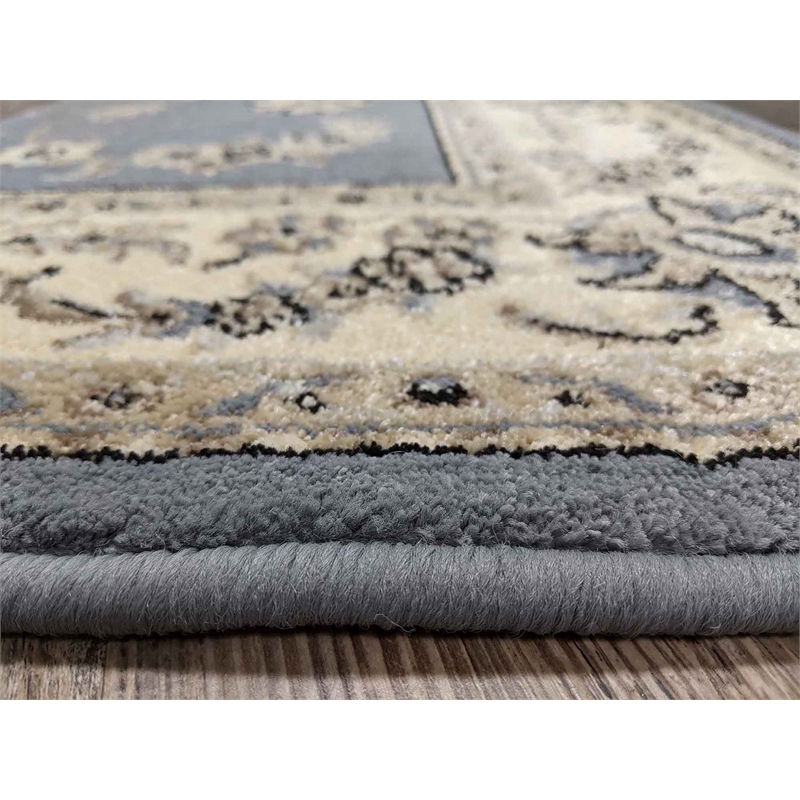 Radici USA Alba Traditional Oriental Floral Gray Blue Rectangular Polypropylene Area Rug 3'3