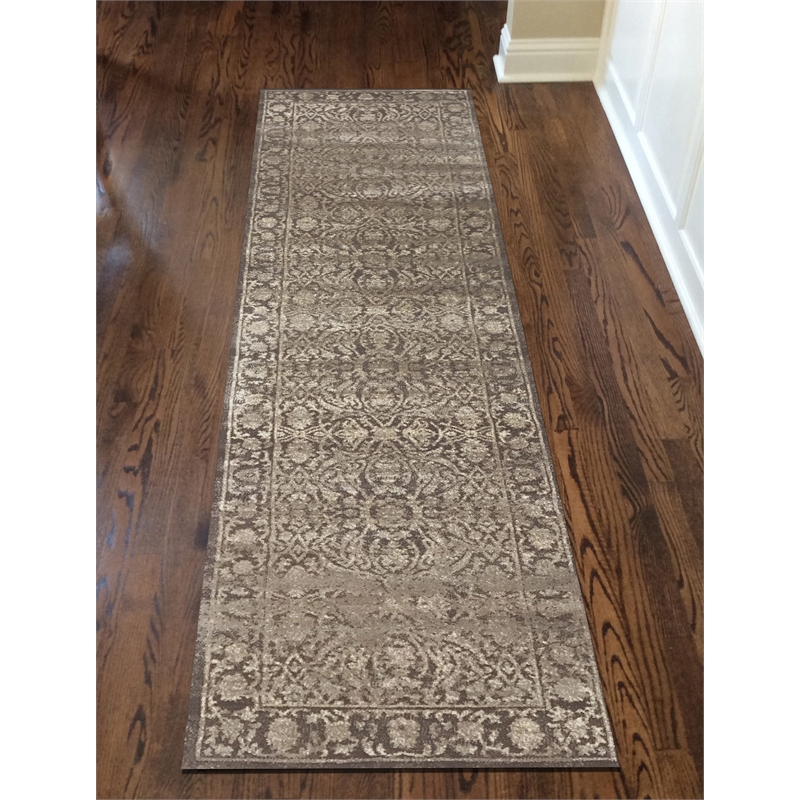 Radici USA Colosseo Traditional Distressed Brown Runner Polypropylene Rug 2'2