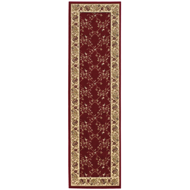 Radici USA Como Traditional Oriental Floral Red Runner Polypropylene Rug 2'2