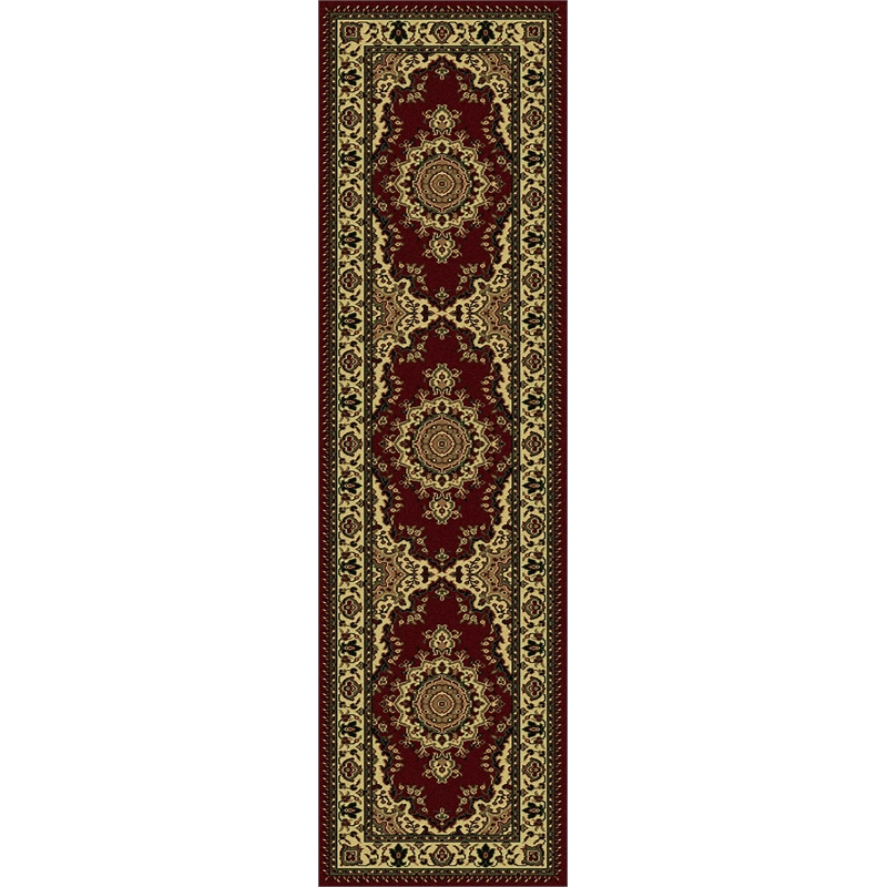 Radici USA Castello Traditional Medallion Burgundy Red Polypropylene Runner Rug 2'2