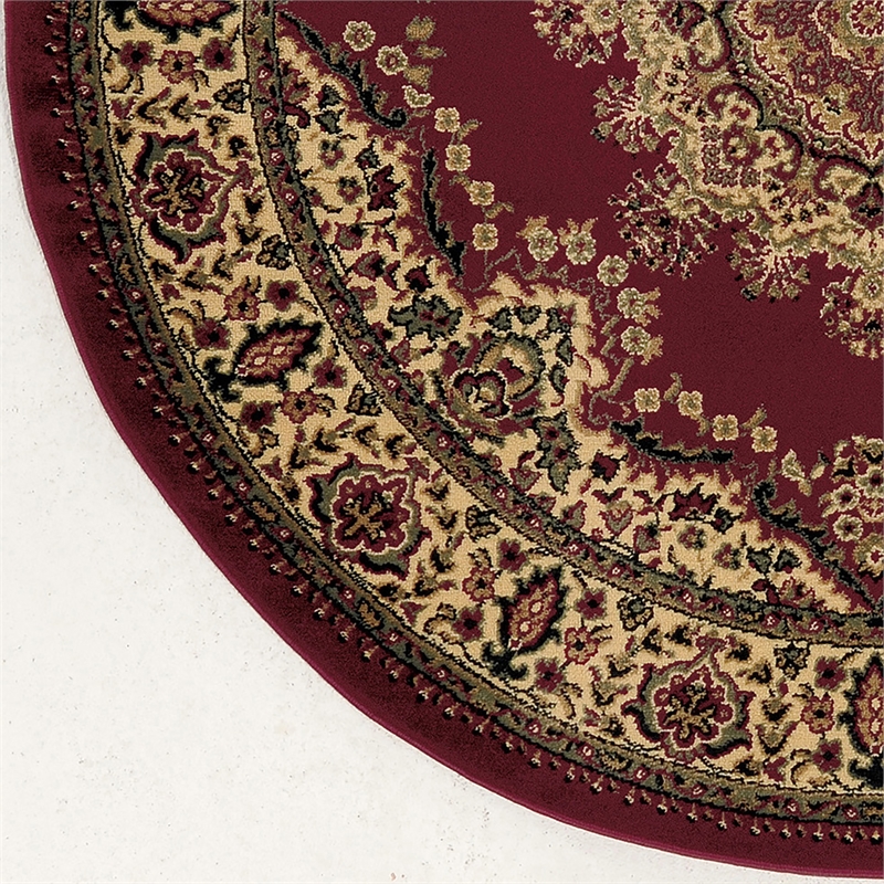Radici USA Castello Traditional Medallion Burgundy Red Round Polypropylene Area Rug 5'3
