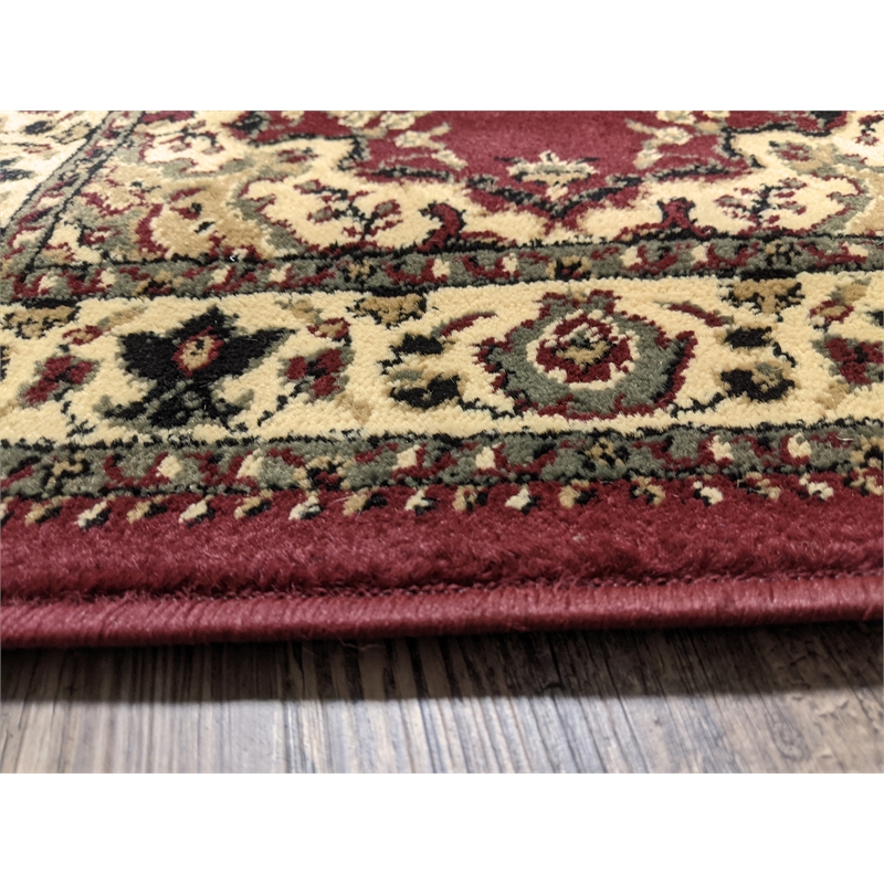 Radici USA Castello Traditional Medallion Burgundy Red Round Polypropylene Area Rug 5'3