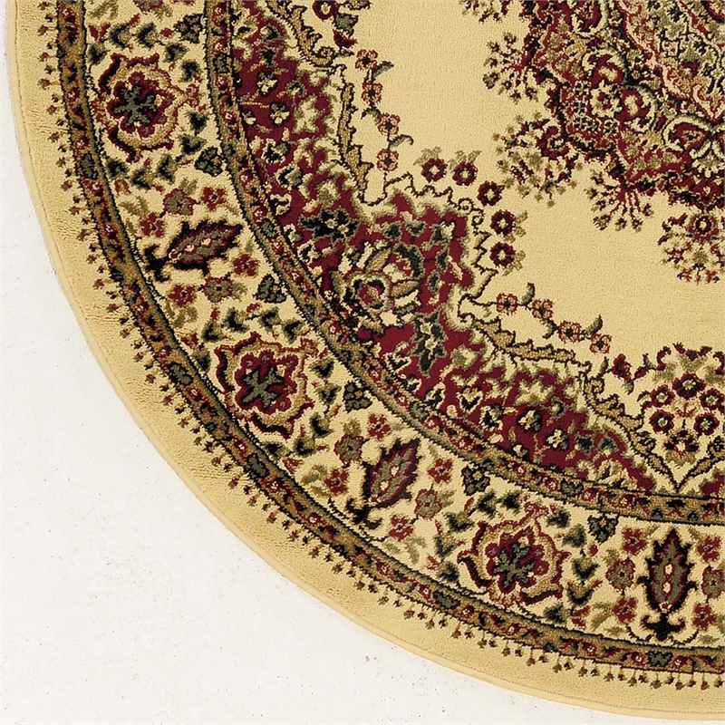 Radici USA Castello Traditional Medallion Ivory Round Polypropylene Area Rug 5'3