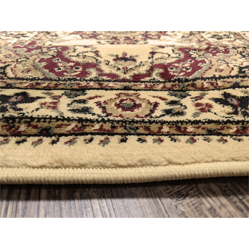 Radici USA Castello Traditional Medallion Ivory Round Polypropylene Area Rug 5'3