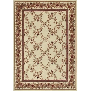 Radici USA Como Traditional Oriental Floral Ivory Rectangular Polypropylene Area Rug 5'5&quot x 7'7&quot