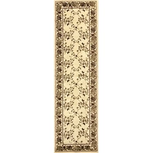 Radici USA Como Traditional Oriental Floral Ivory Runner Polypropylene Rug 2'2&quot x 7'7&quot