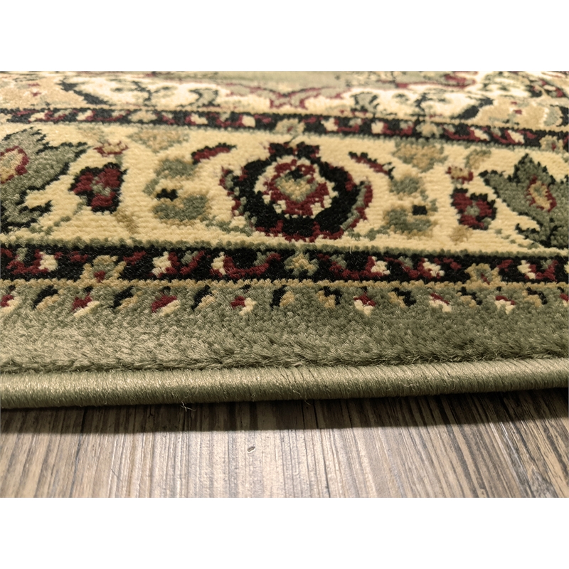Radici USA Castello Traditional Medallion Green Round Polypropylene Area Rug 5'3