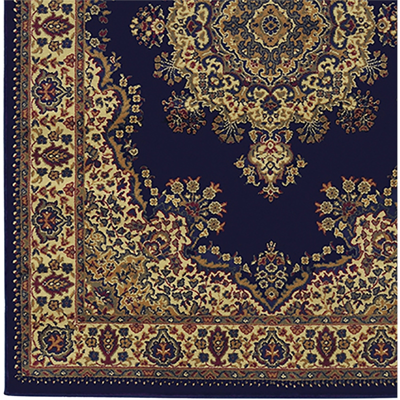 Radici USA Castello Traditional Medallion Blue Polypropylene Area Rug 5'5