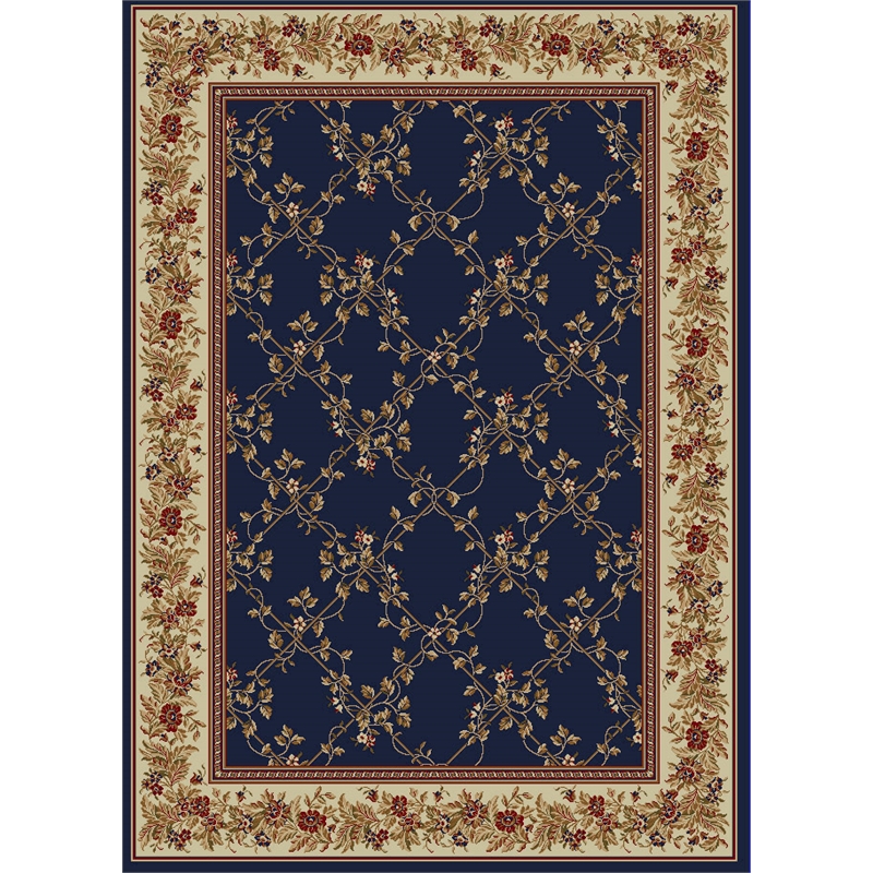 Radici USA Como Traditional Oriental Floral Navy Rectangular Polypropylene Area Rug 3'3