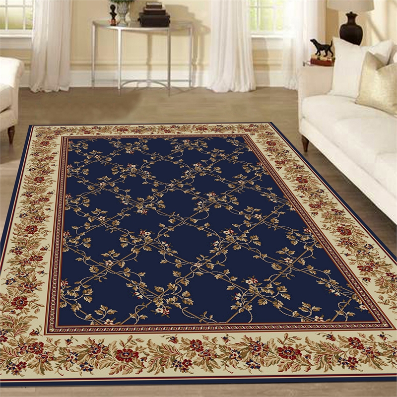 Radici USA Como Traditional Oriental Floral Navy Rectangular Polypropylene Area Rug 3'3