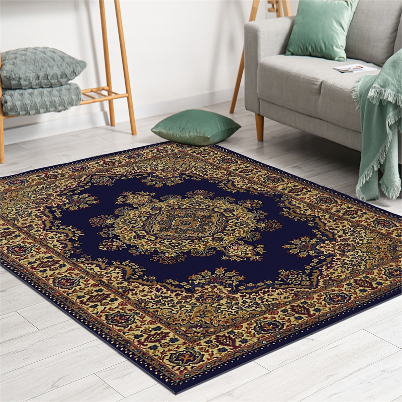 Radici USA Castello Traditional Medallion Blue Polypropylene Area Rug 7'9