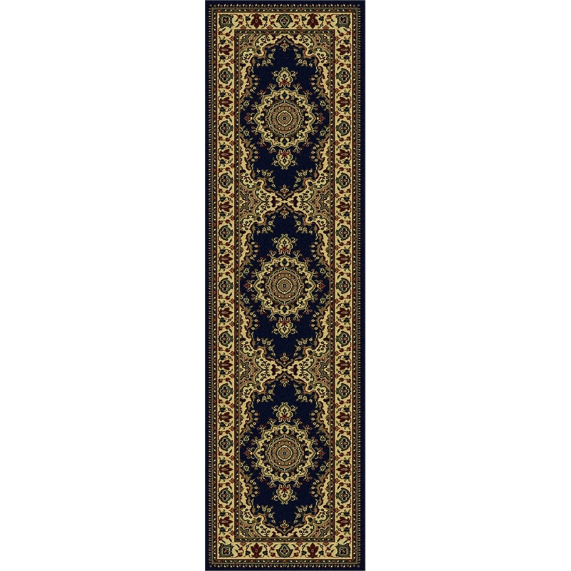 Radici USA Castello Traditional Medallion Blue Polypropylene Runner Rug 2'2