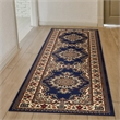 Radici USA Castello Traditional Medallion Blue Polypropylene Runner Rug 2'2