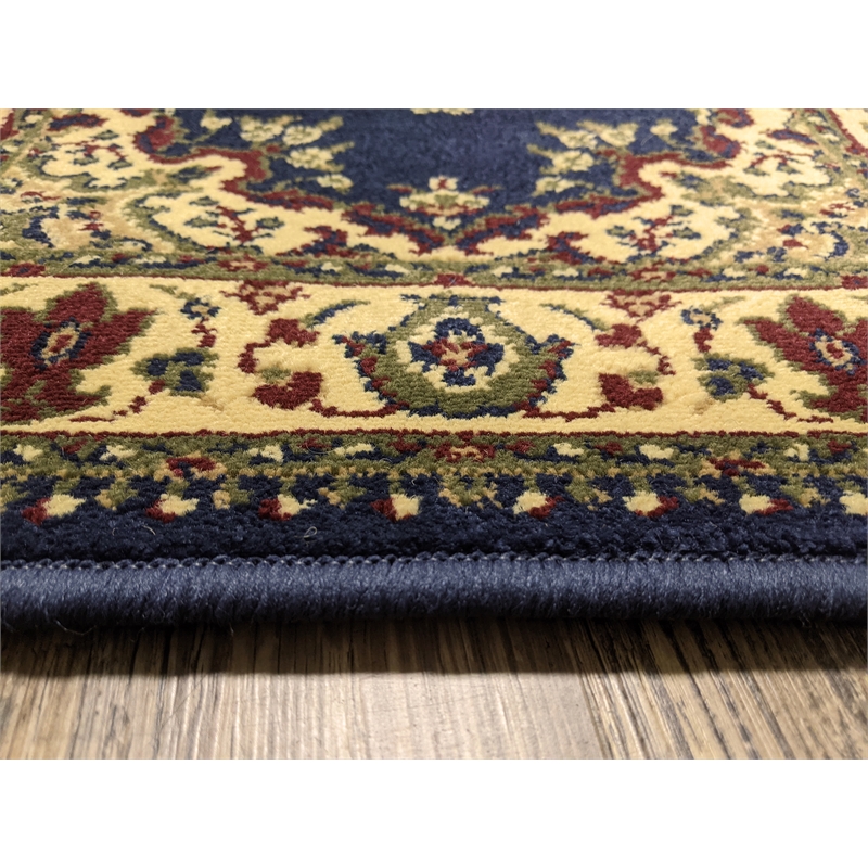 Radici USA Castello Traditional Medallion Blue Round Polypropylene Area Rug 5'3