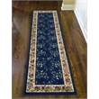 Radici USA Como Traditional Oriental Floral Navy Runner Polypropylene Rug 2'2
