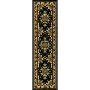 Radici USA Castello Traditional Medallion Black Polypropylene Runner Rug 2'2&quot x 7'7&quot