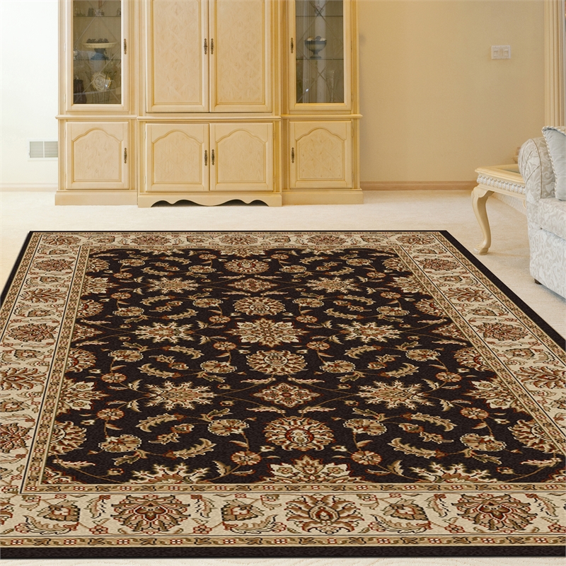 Radici USA Como Traditional Oriental Floral Brown Rectangular Polypropylene Area Rug 5'5