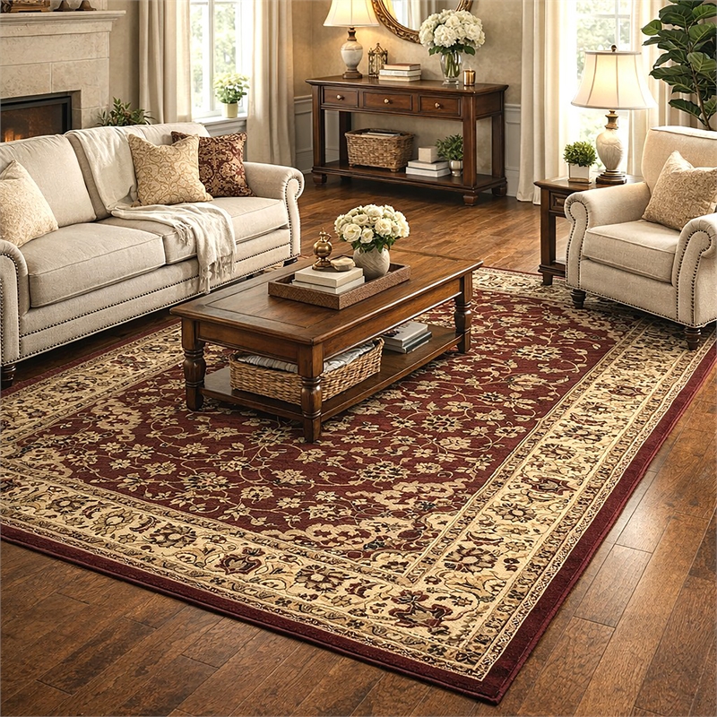 Castello 953 Traditional Burgundy Rectangular Polypropylene Area Rug 3'3