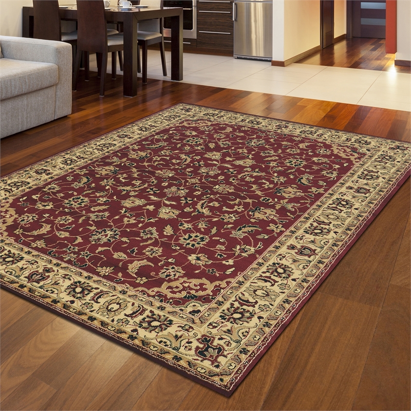 Castello 953 Traditional Burgundy Rectangular Polypropylene Area Rug 7'9