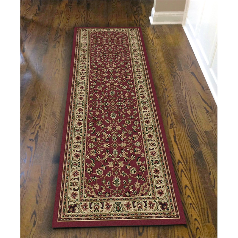 Castello 953 Traditional Burgundy Runner Polypropylene Rug 2'2