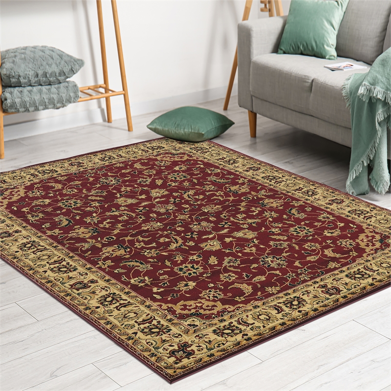Castello 953 Traditional Burgundy Rectangular Polypropylene Area Rug 6'7