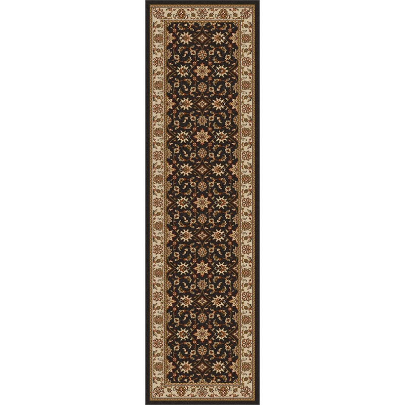 Radici USA Como Traditional Oriental Floral Brown Runner Polypropylene Rug 2'2