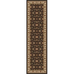 Radici USA Como Traditional Oriental Floral Brown Runner Polypropylene Rug 2'2&quot x 7'7&quot