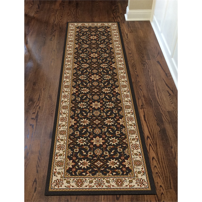 Radici USA Como Traditional Oriental Floral Brown Runner Polypropylene Rug 2'2