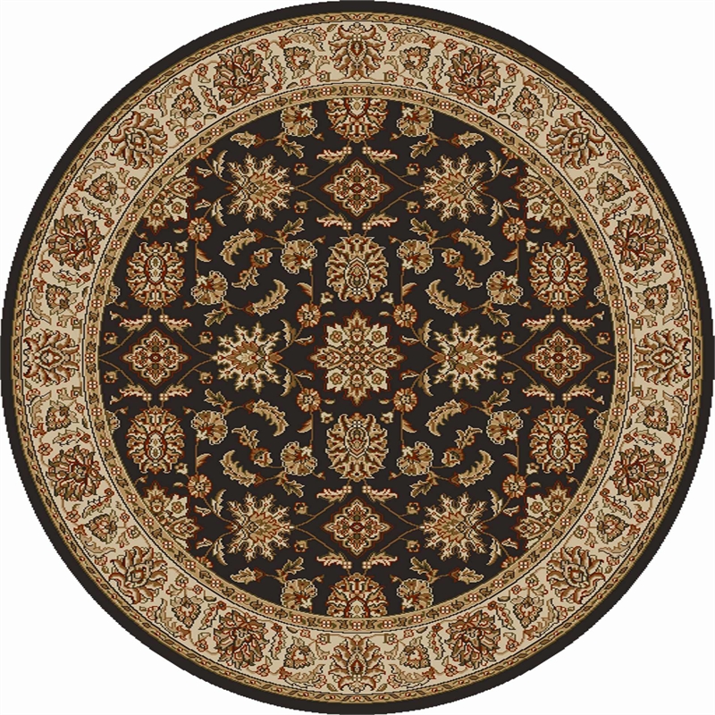 Radici USA Como Traditional Oriental Floral Brown 8' Round Polypropylene Area Rug