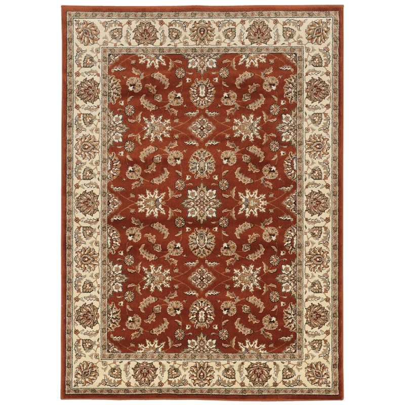 Radici USA Como Traditional Oriental Floral Red Brick Rectangular Polypropylene Area Rug 5'5