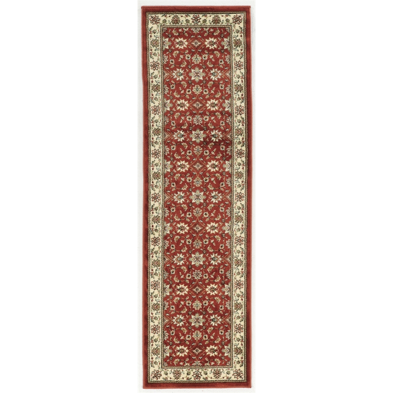 Radici USA Como Traditional Oriental Floral Red Brick Runner Polypropylene Rug 2'2