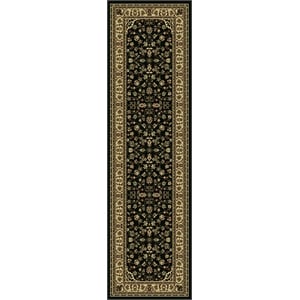 Castello 953 Traditional Sarouk Black Runner Polypropylene Rug 2'2&quotx7'7&quot