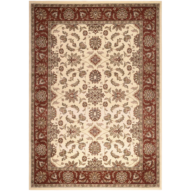 Radici USA Como Traditional Oriental Floral Ivory Rectangular Polypropylene Area Rug 7'9