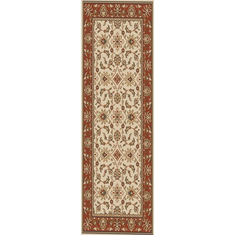Radici USA Como Traditional Oriental Floral Ivory Runner Polypropylene Rug 2'2