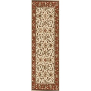 Radici USA Como Traditional Oriental Floral Ivory Runner Polypropylene Rug 2'2&quot x 7'7&quot
