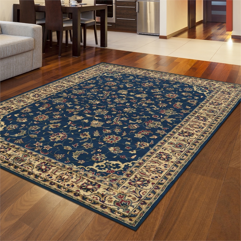 Castello 953 Traditional Sarouk Blue Navy Rectangular Polypropylene Area Rug 7'9