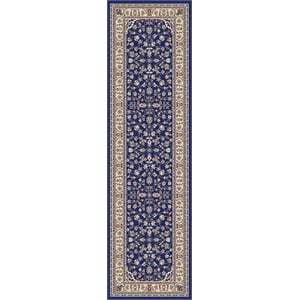 Castello 953 Traditional Sarouk Blue Navy Runner Polypropylene Rug 2'2&quotx7'7&quot