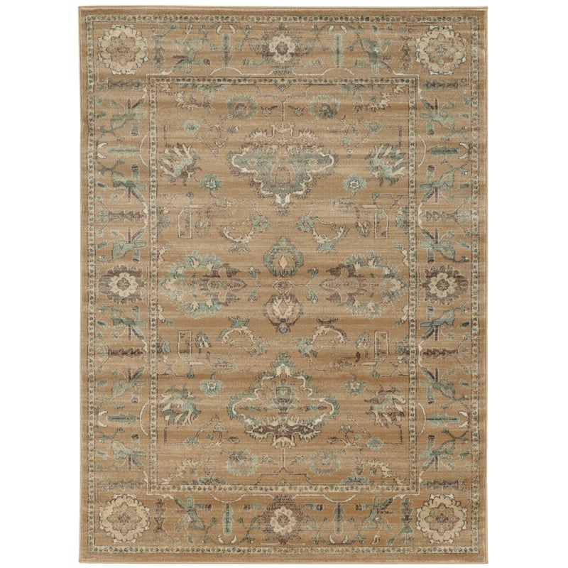 Radici USA Colosseo Traditional Distressed Floral Beige Rectangular Polypropylene Area Rug 5'3
