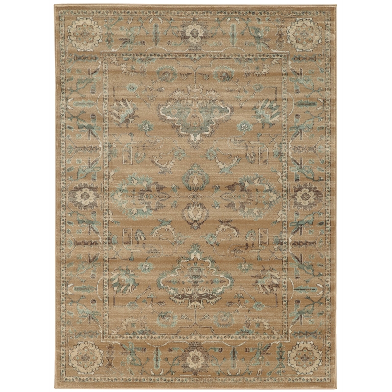 Radici USA Colosseo Traditional Distressed Floral Beige Rectangular Polypropylene Area Rug 7'10