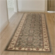 Radici USA Como Traditional Oriental Floral Green Runner Polypropylene Rug 2'2