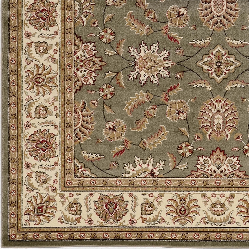 Radici USA Como Traditional Oriental Floral Green 8' Round Polypropylene Area Rug