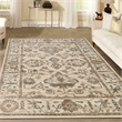 Radici USA Colosseo Traditional Distressed Floral Bone White Rectangular Polypropylene Area Rug 5'3